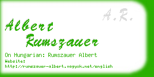 albert rumszauer business card